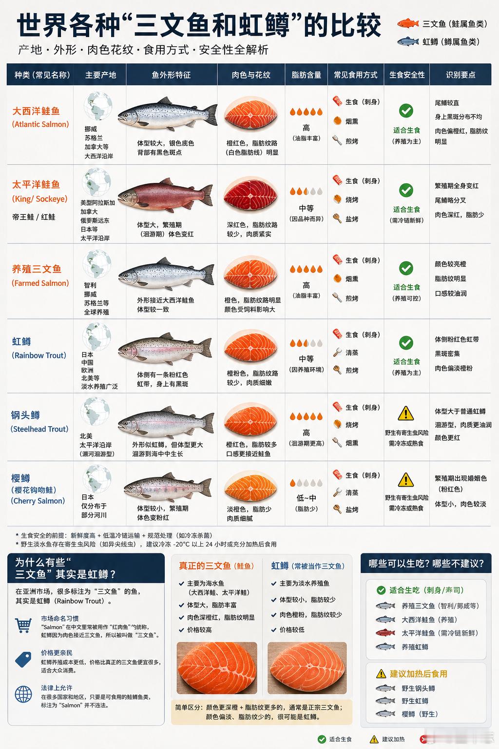 买三文鱼套餐吃到虹鳟食客起诉餐厅记得去年某车圈头部大V带头生吃“淡水三文鱼”，从