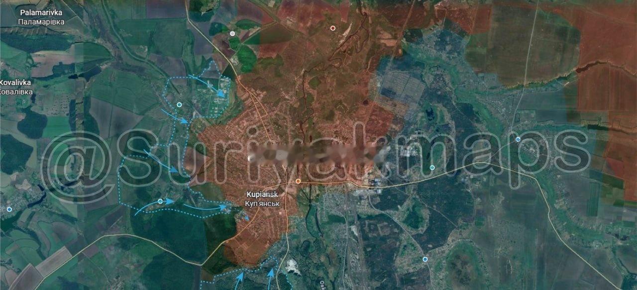 俄乌局势第1377天：

库皮扬斯克前线局势：在过去一周中，乌军在库皮扬斯克以西