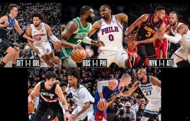 本赛季的季后赛进行得如火如荼，目前首轮系列赛中已经出现了5组对决总比分战至1-1