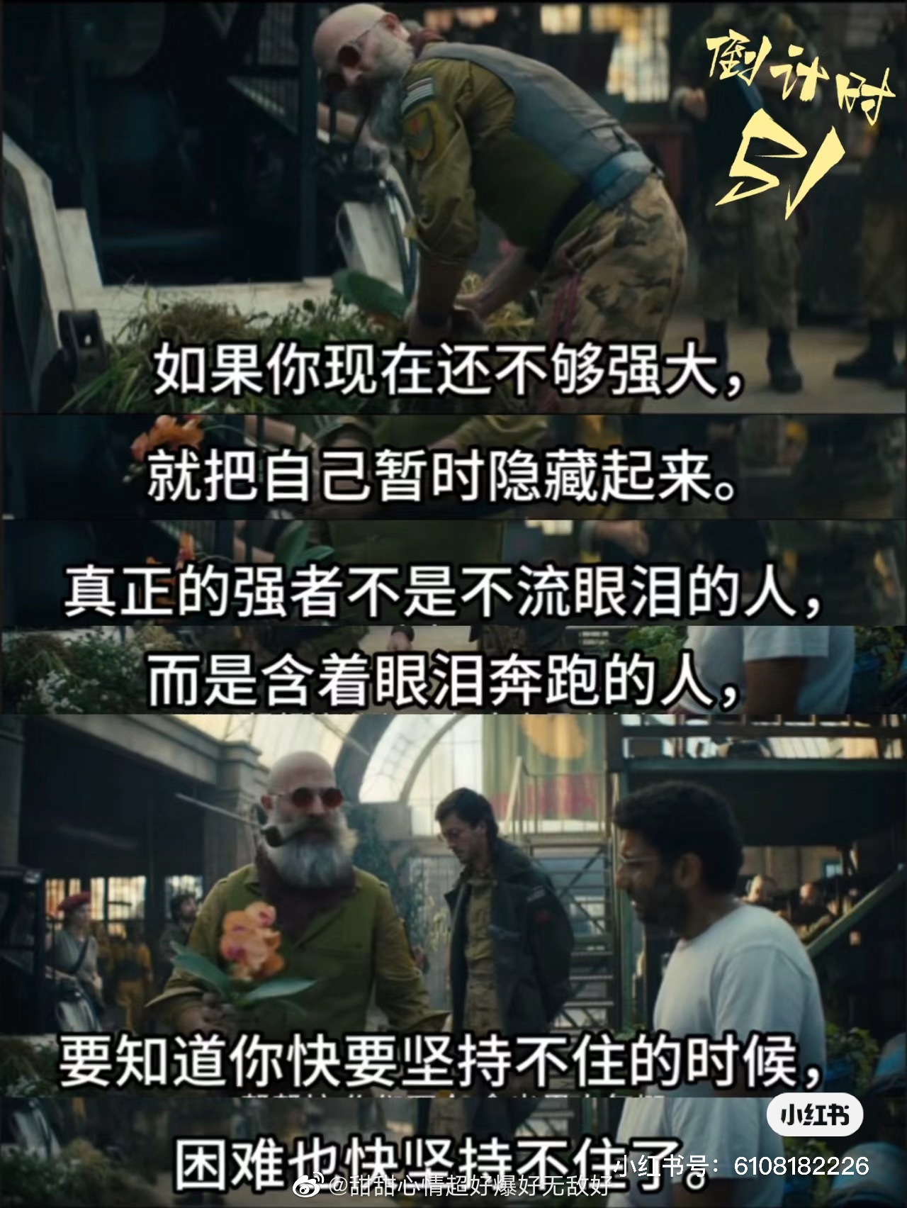 如果你现在还不够强大，就把自己暂时隐藏起来。真正的强者不是不流眼泪的人，而是含着
