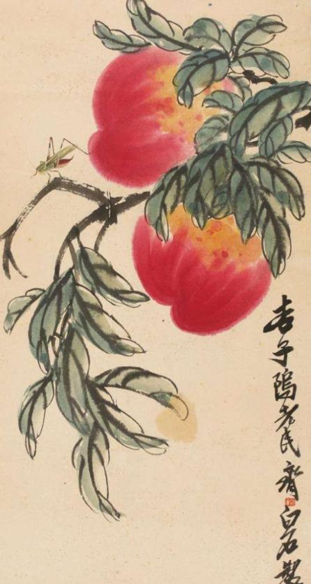 1956年，北京一位退休老师花80块钱买了一幅齐白石画的寿桃，临走时还特意让齐白
