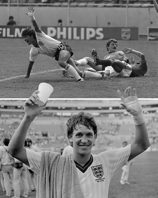 1986年的今天，英格兰队在墨西哥世界杯小组赛中3-0大胜波兰队，莱因克尔上演了