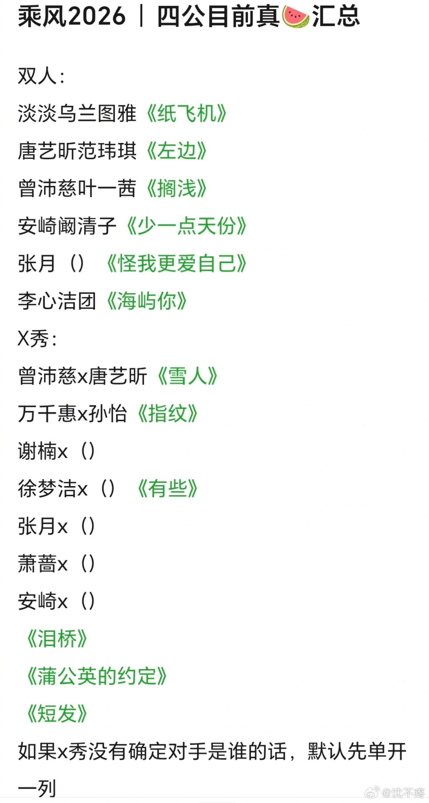 🍉浪姐四公部分节目单，有没有你期待的 