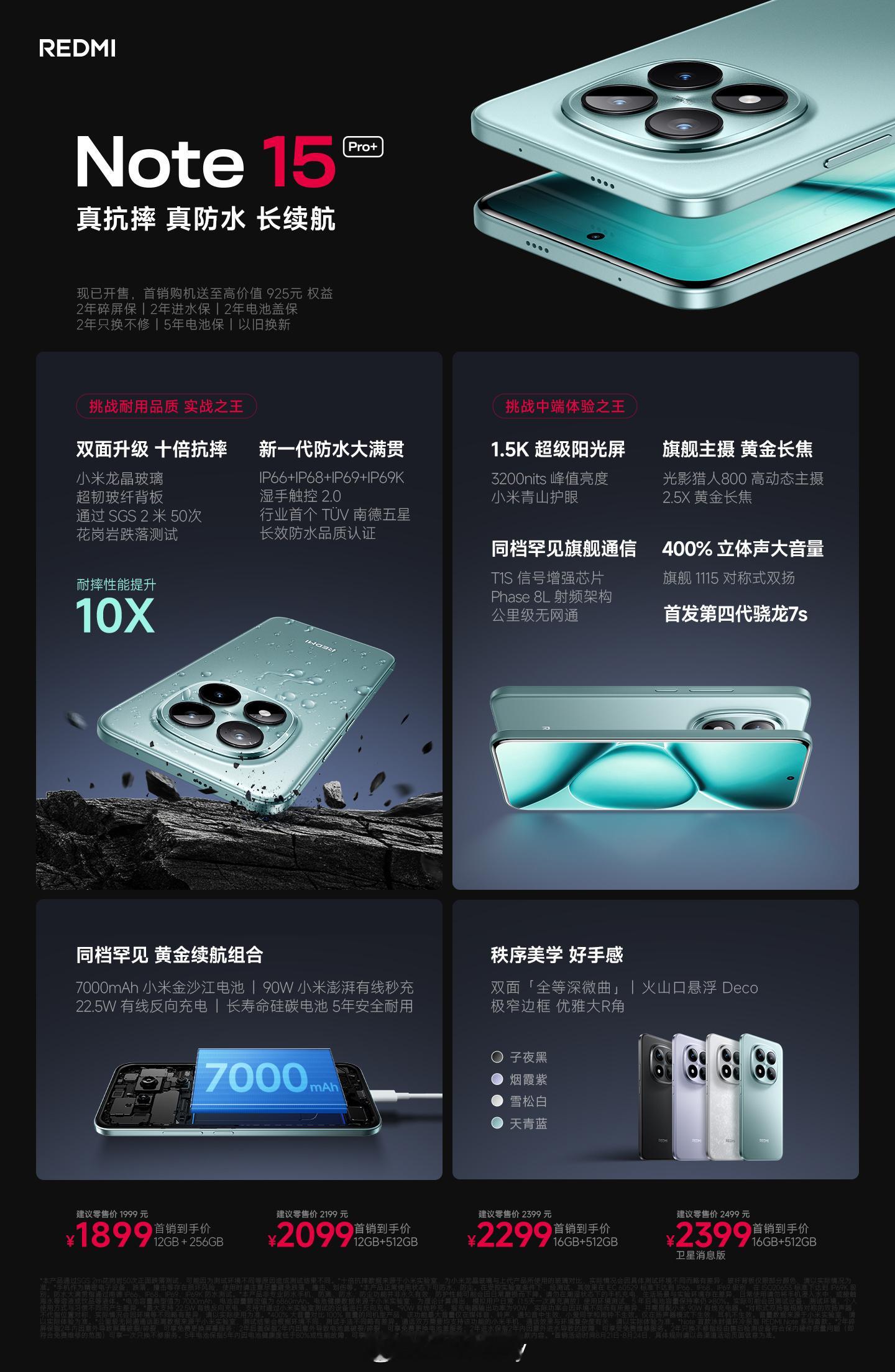 太值了！Note15价格公布，首销到手价 1899 元起。就能拥有超耐用，超长续