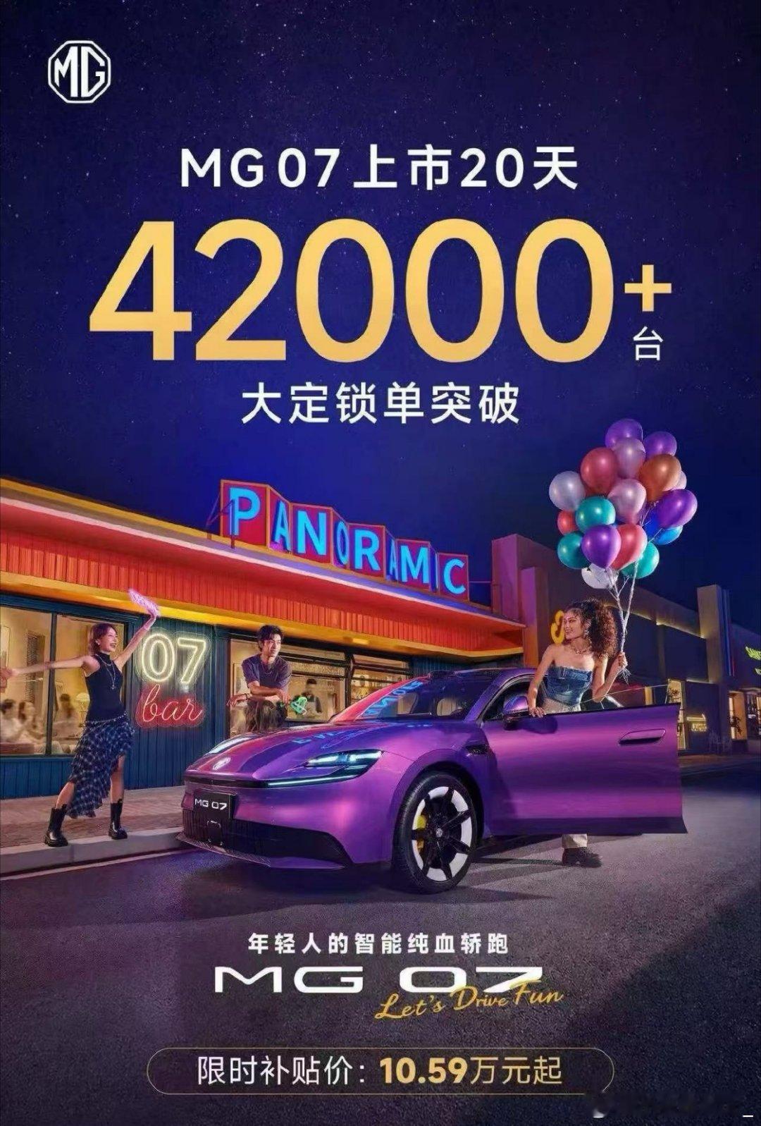 MG 又一个爆款诞生，MG07 上市 20 天大定突破 4.2 万。接下来几个月