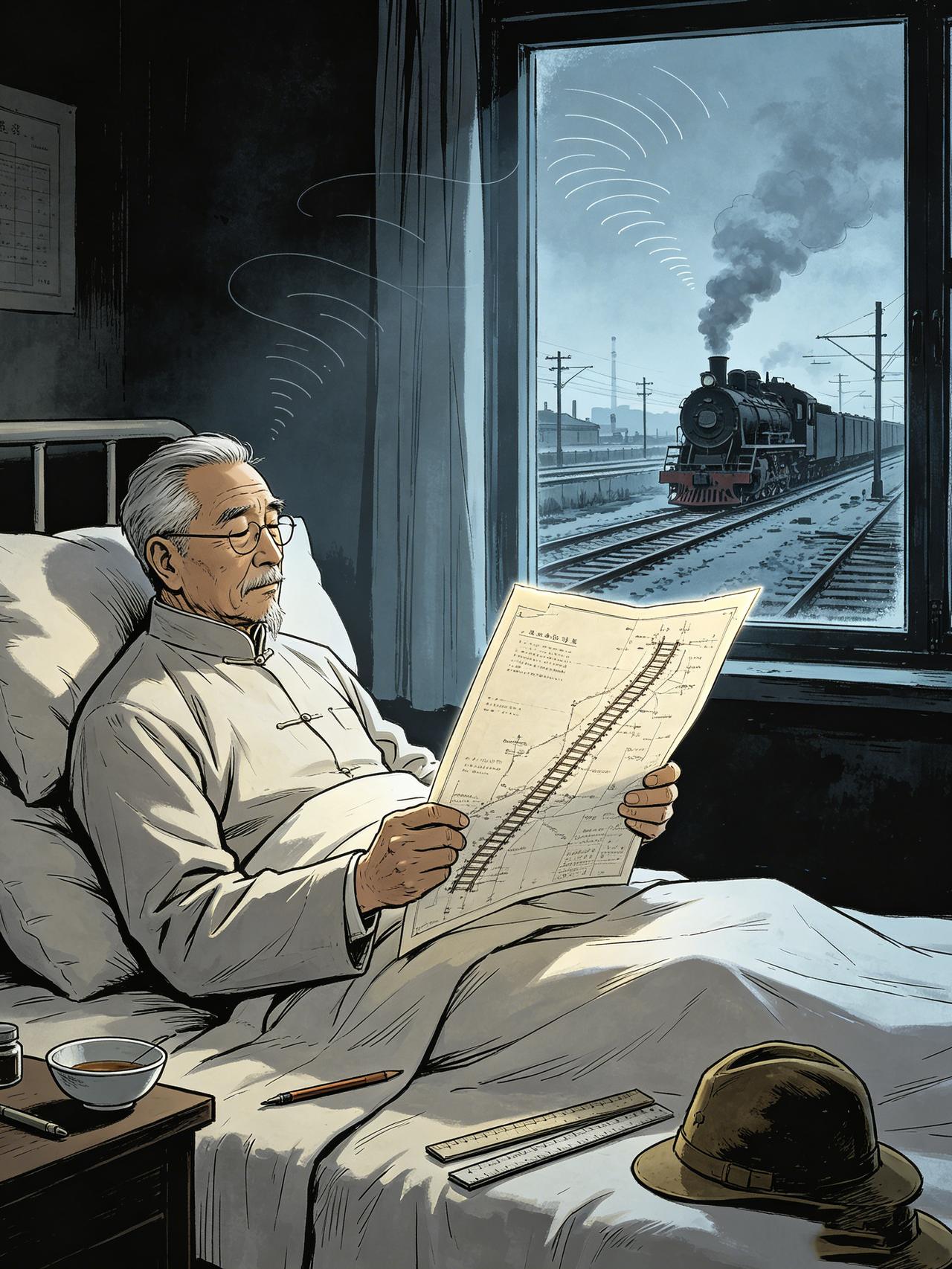他修通了中国第一条铁路，却死在铁轨旁。

1919年4月24日，汉口。一个老人坐