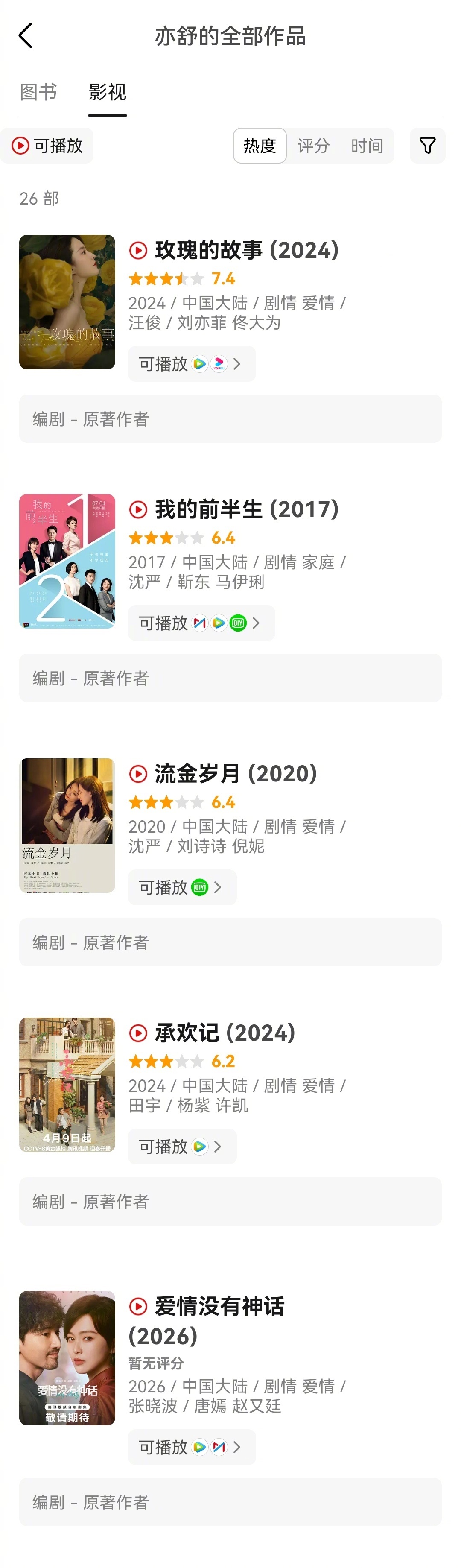 亦舒改编IP剧看下来，除了《玫瑰的故事》，其余评分基本都是刚过及格线的水平。唐嫣