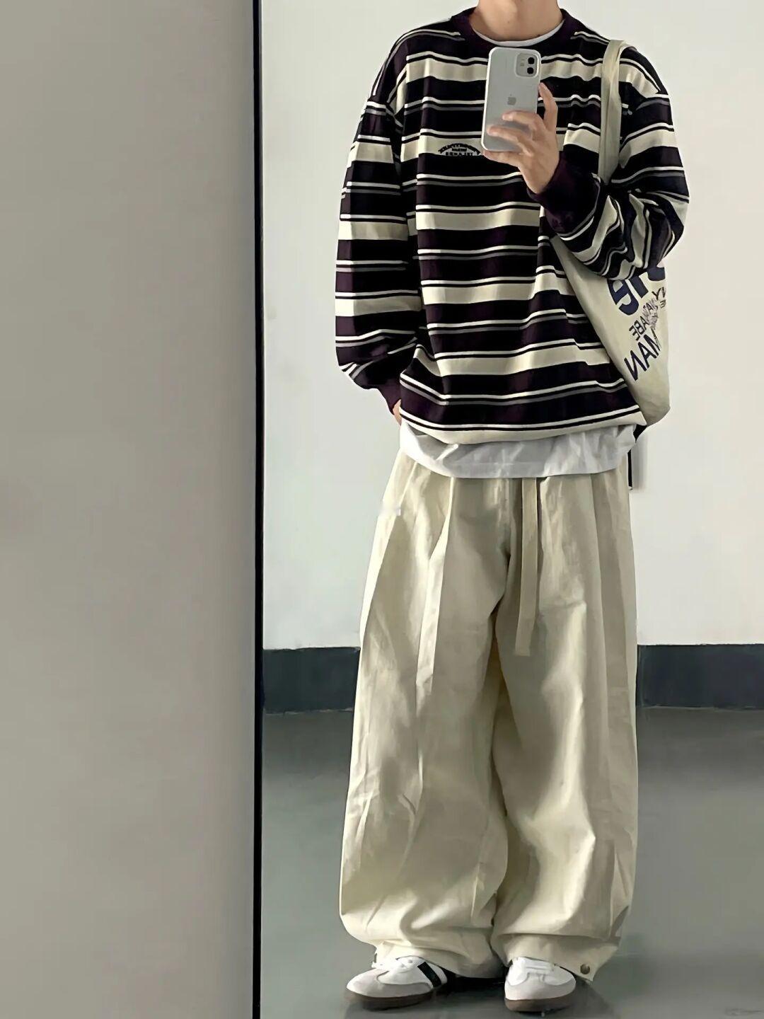 🍂期待秋冬！紫条纹搭奶白好温柔！日系少年感