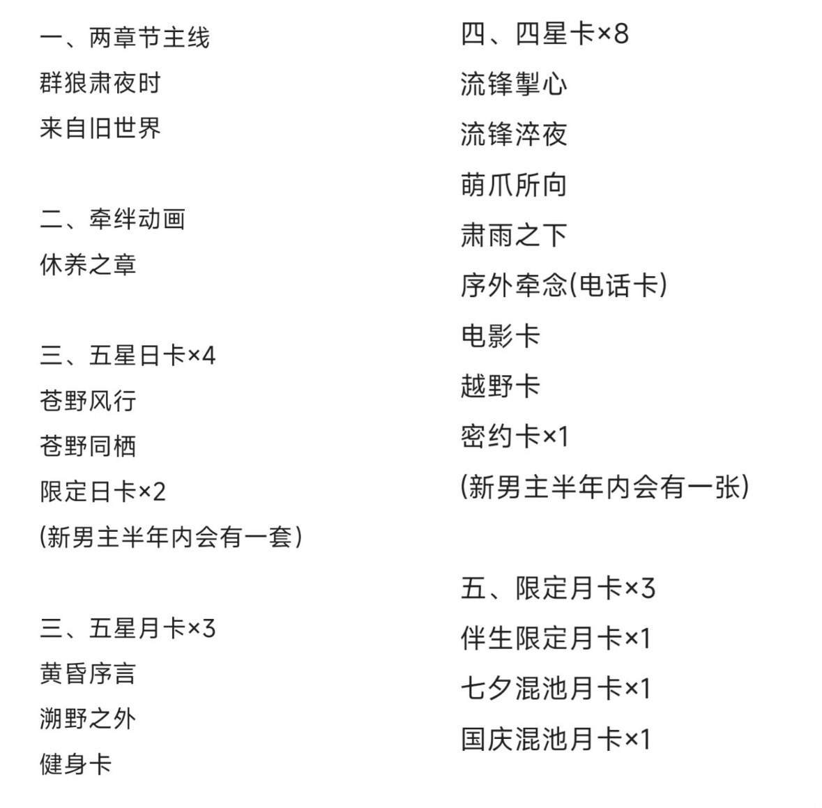 给大家看一下恋与深空拿着老玩家氪的金给胖狼做了多少东西：两章主线剧情、一章牵绊动