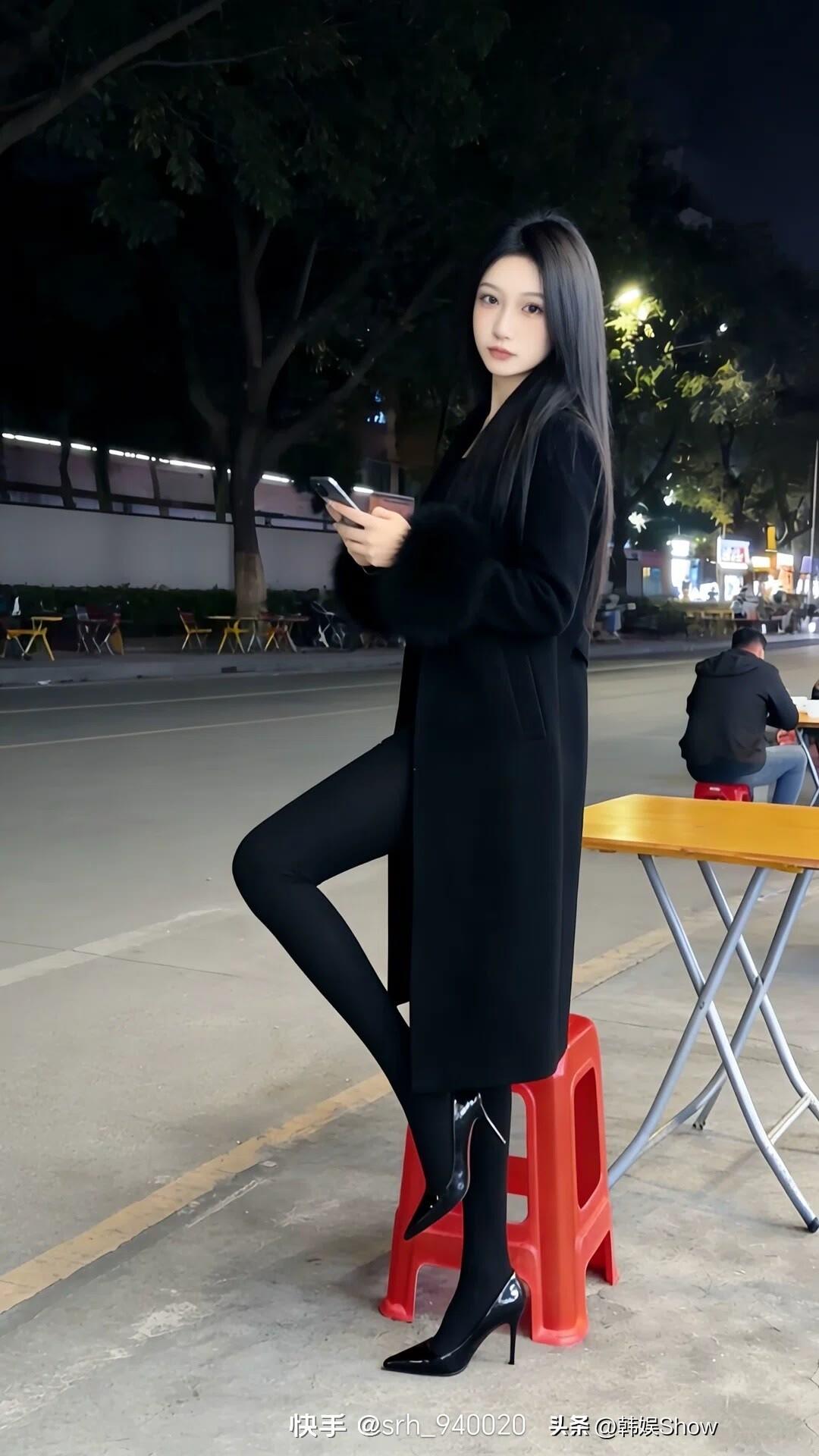 晒图笔记大赛夜晚街头自拍美女，很哇塞  时尚穿搭 温柔系 好身材性感女神 大长腿