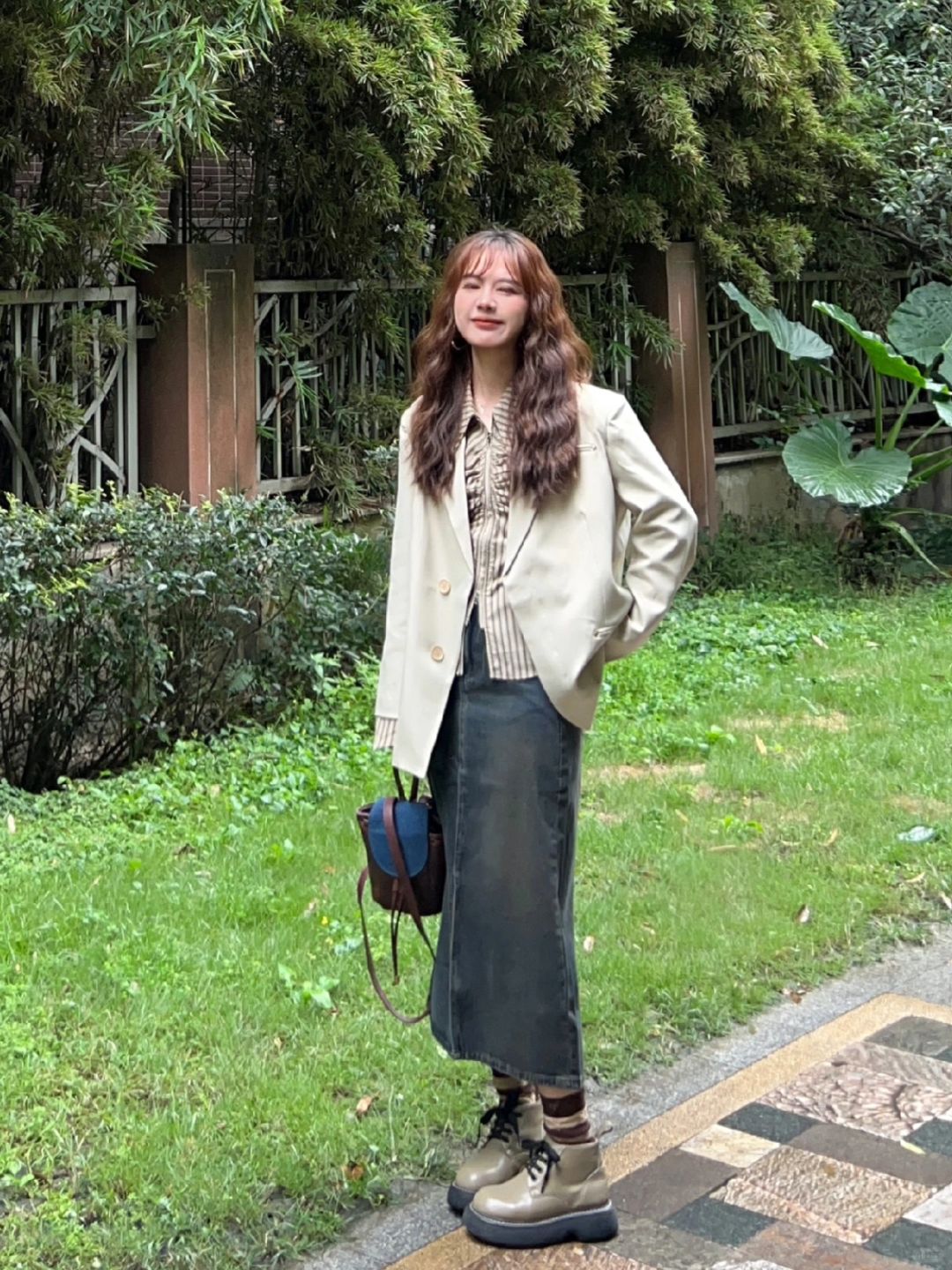 🍂茶色西装➕牛仔半裙~秋冬纸片人穿搭我悟了