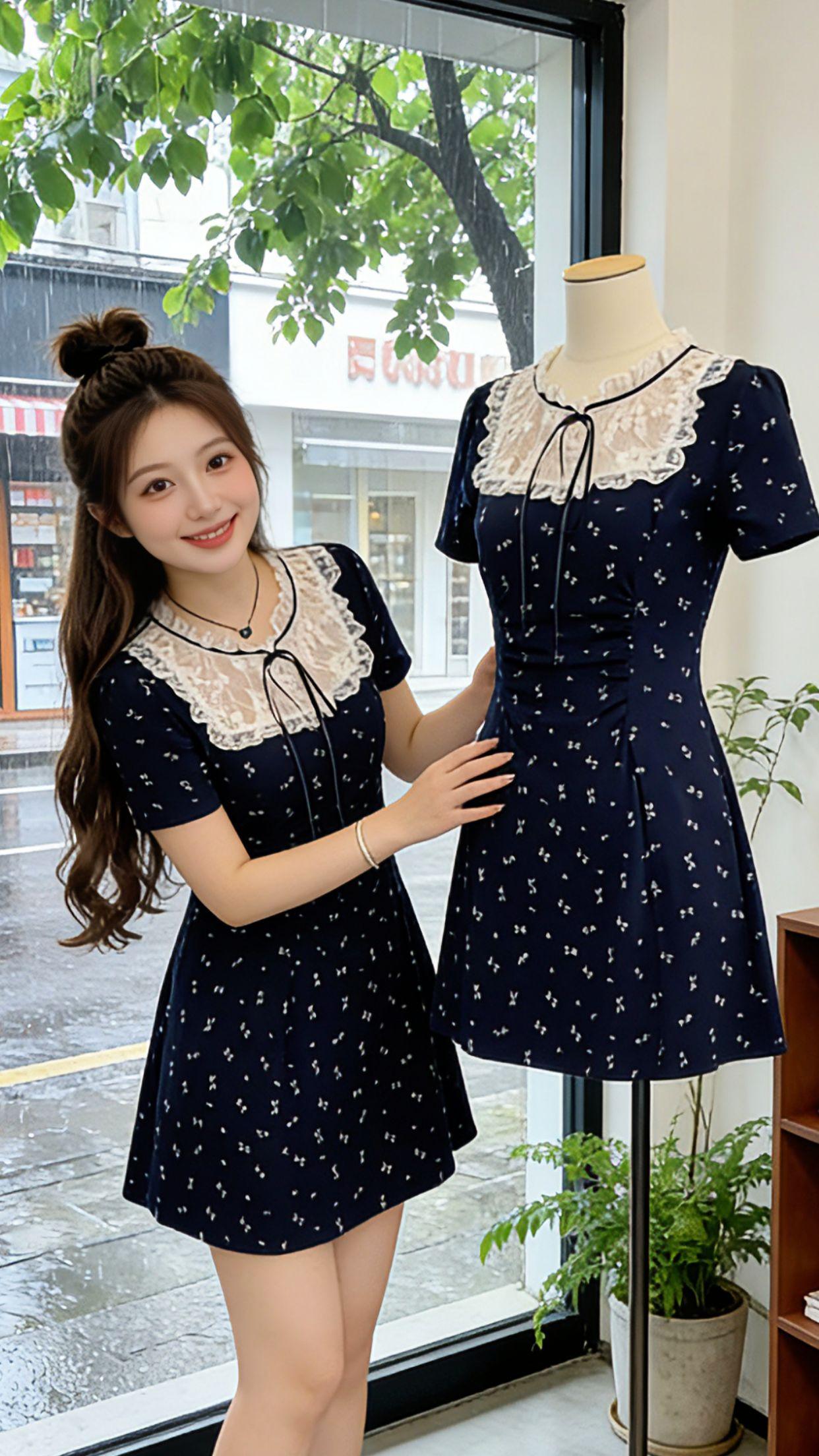 Danny的夏日出行全靠这条法式碎花蕾丝裙撑场面！雨天探店时，它是温柔又松弛的氛