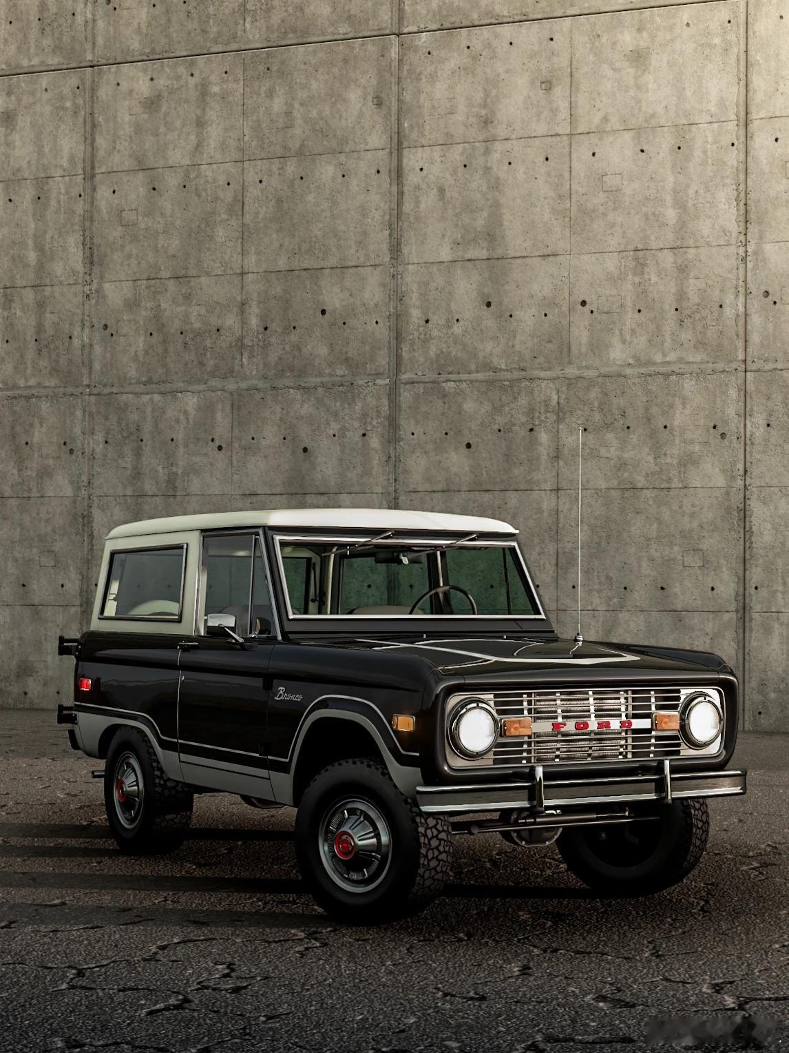 1975年的福特 Bronco很有年代感， 这应该是第一代福特Bronco，当年