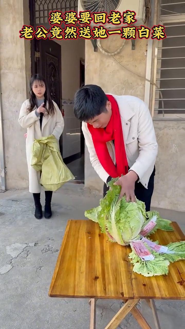 婆婆要回老家，老公竟然送她一颗白菜。
