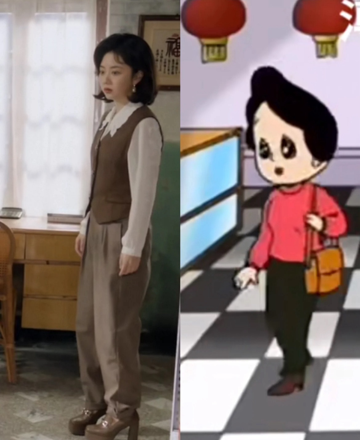 只有我一个人觉得短发方婉之像围裙妈妈吗大大的眼睛，蓬松的短发窄窄的肩膀，简直就是