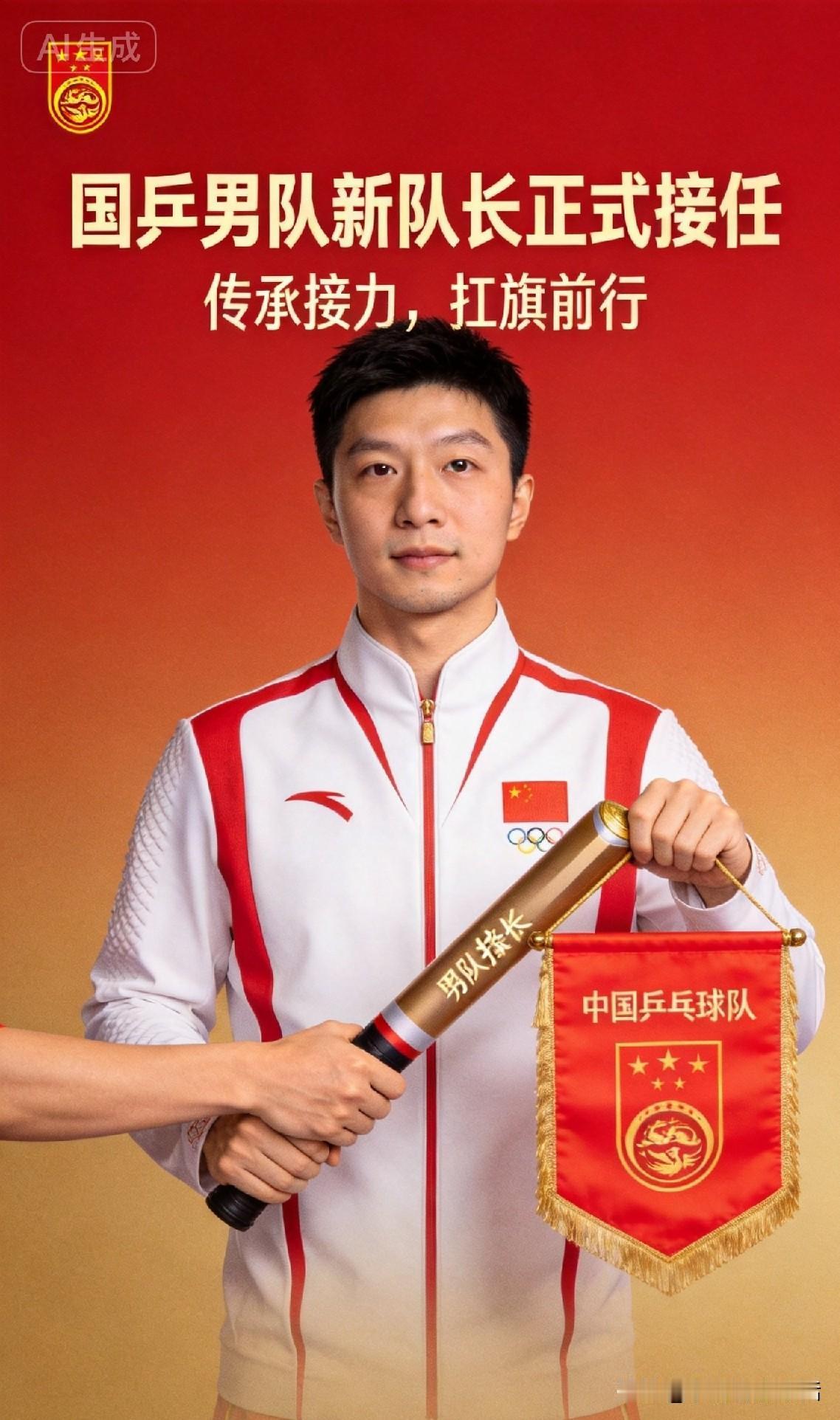王楚钦正式接棒国乒男队队长！接过马龙手中的接力棒，扛起国乒大旗
 
      