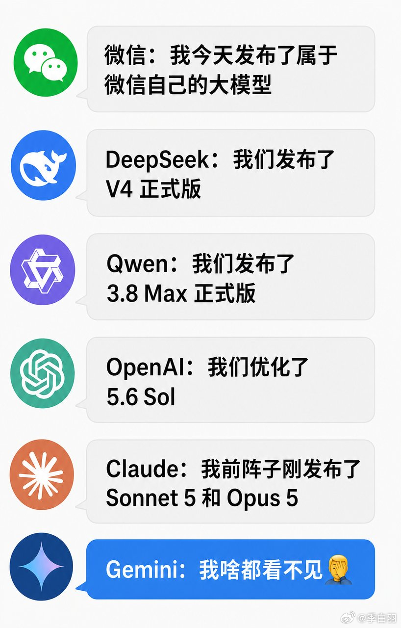 微信：今天发了自己的大模型，我也上桌了DeepSeek：V4 正式版，刚上Qwe
