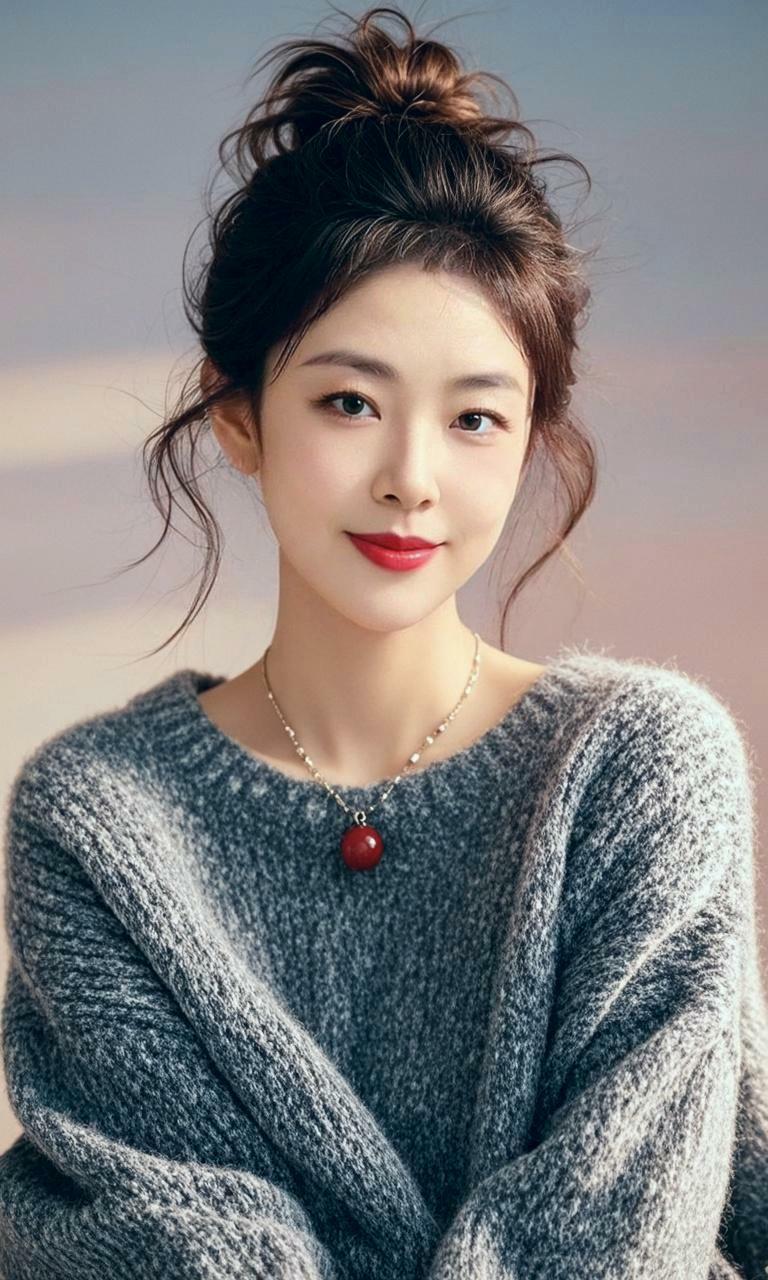 AI毛球毛衣少女