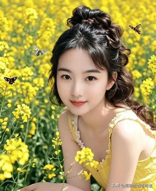 面对花海笑开颜
 
油菜泛黄翻金浪，
繁花含笑引蝶忙。
小蜂嗡嗡采蜜去，
游人留