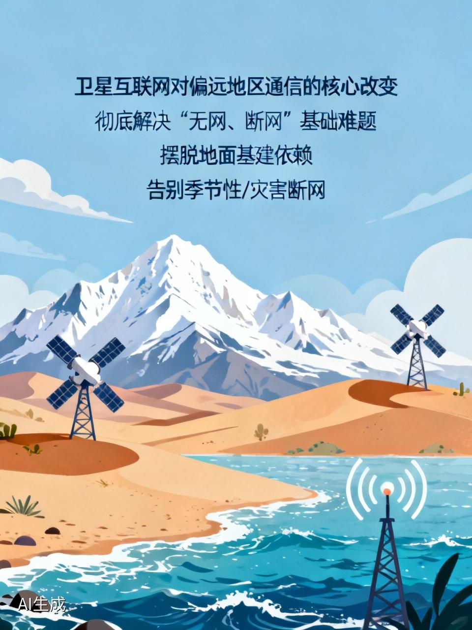 卫星互联网对偏远地区通信的核心改变
 
一、彻底解决“无网、断网”基础难题
 