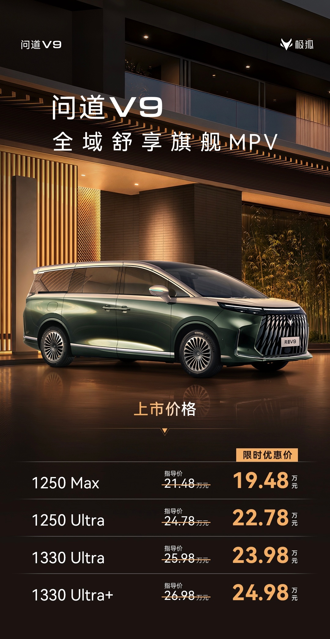 极狐问道V9上市，限时优惠价19.48万起。这个价格觉得如何？保罗车闻大v聊车