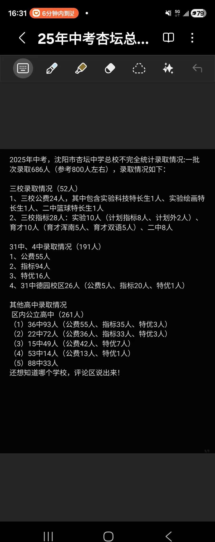 杏坛总校25年中考录取情况。杏坛中学 初三 沈阳中考 教育 铁西