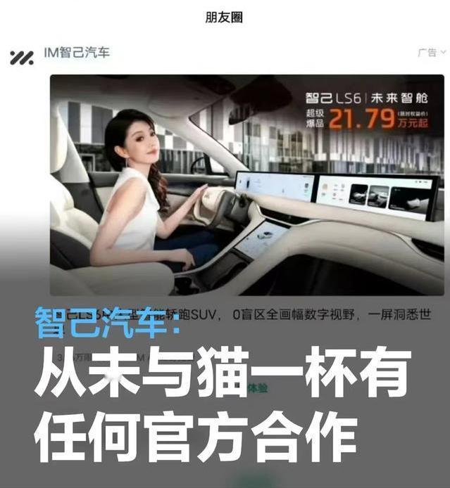 #智己汽车：从未与猫一杯有任何官方代言合作#
4月15日，智己汽车在微博回应猫一