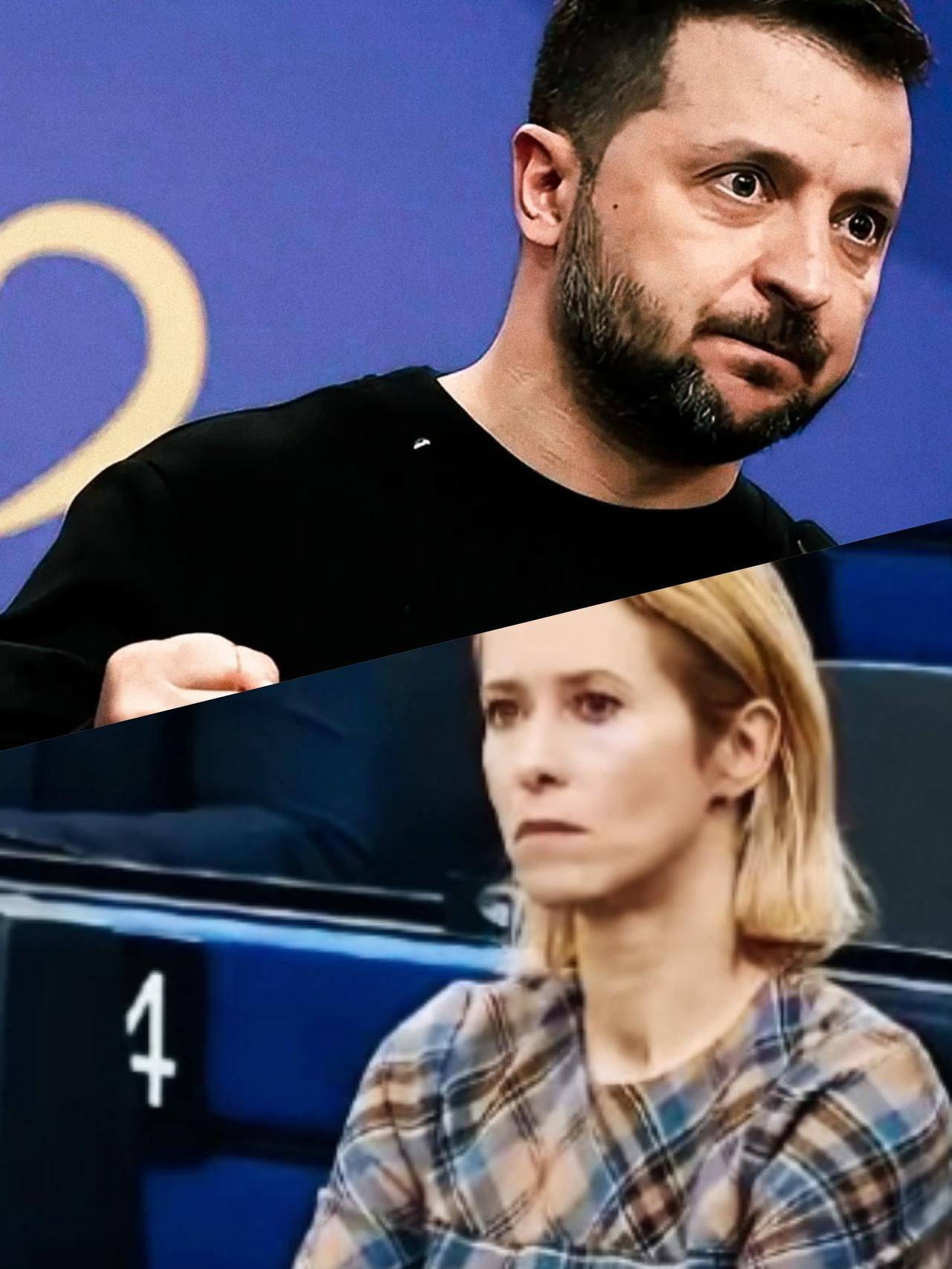 泽连斯基和卡拉斯两人一脸严肃的表情，各自代表了什么意思呢？
泽连斯基使劲瞪着眼，