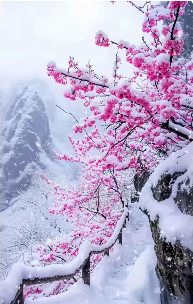 朵朵梅花秀色藏，
如诗如画溢芬芳，
雪落寒枝添雅韵，
………？

上联：冬雪梅枝