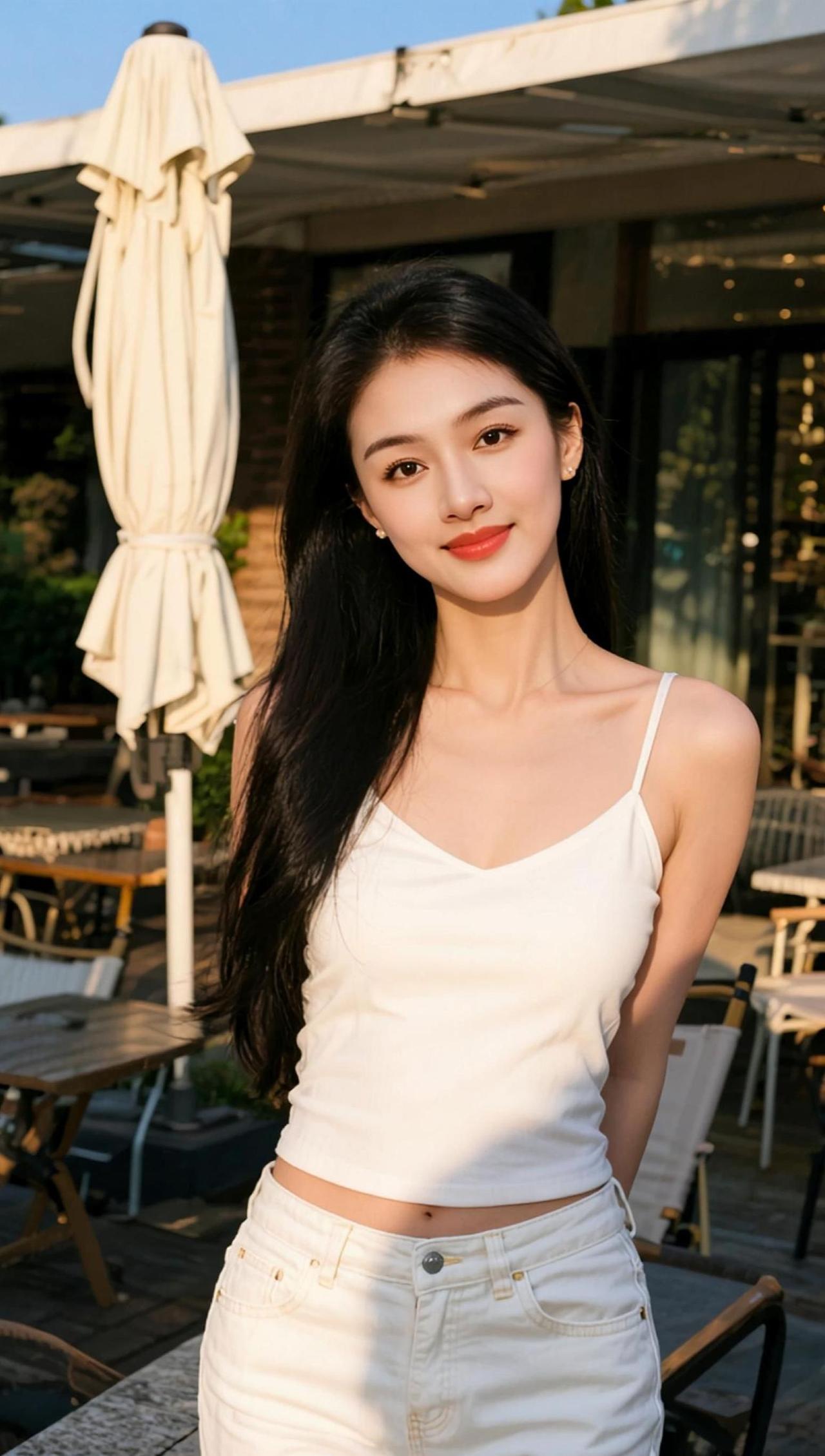 AI阳光白系写真 随变ai随便玩 氛围感美女 夏日穿搭 户外写真