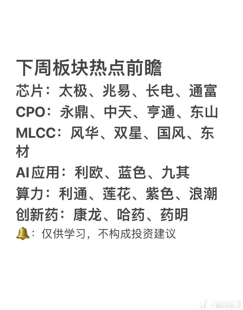下周板块热点前瞻，六大方向梳理A股市场轮动加速，半导体、算力通信、AI应用、创新