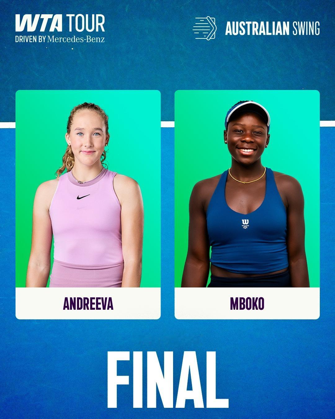 米拉·安德列娃 🆚 姆博科WTA500阿德莱德站决赛青春大战，谁能捧起最终的冠