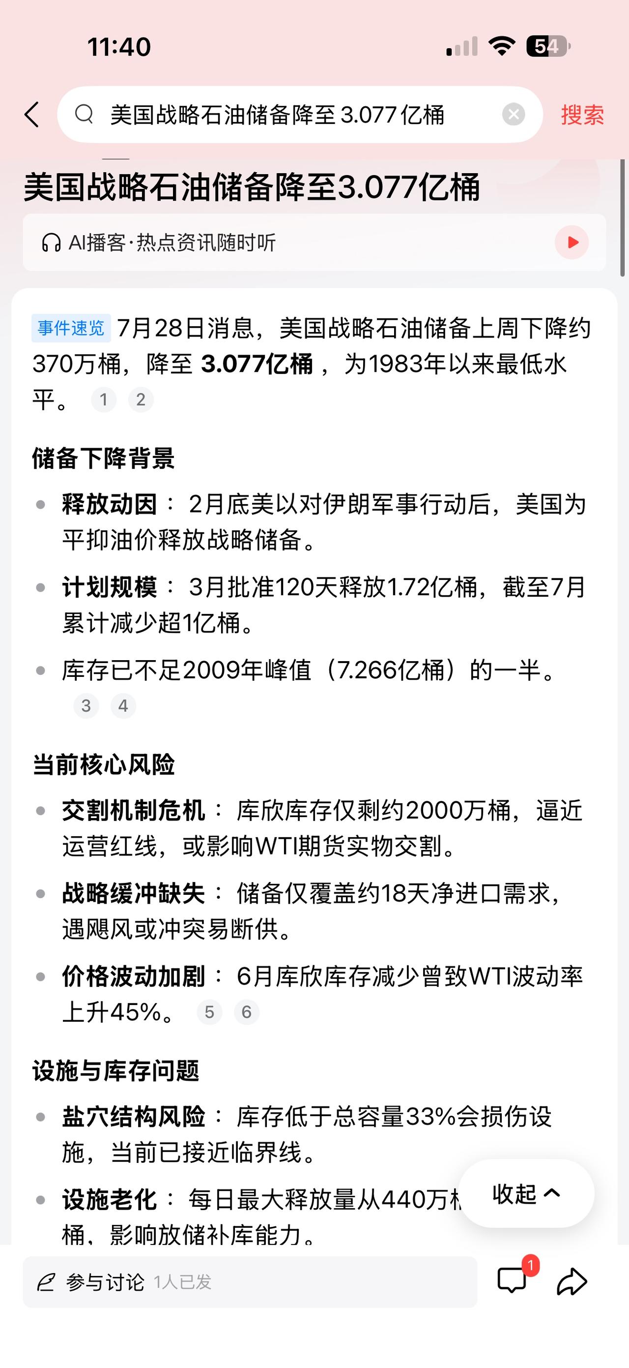 美国战略石油储备的原油库存上周下降约370万桶，降至3.077亿桶，为1983年