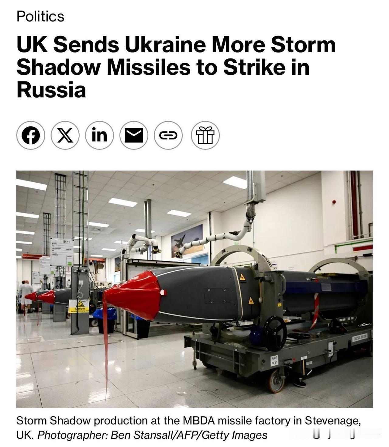 🇺🇸🇺🇦据彭博社援引消息人士报道，英国近日向乌克兰增派了“风暴之影”（S