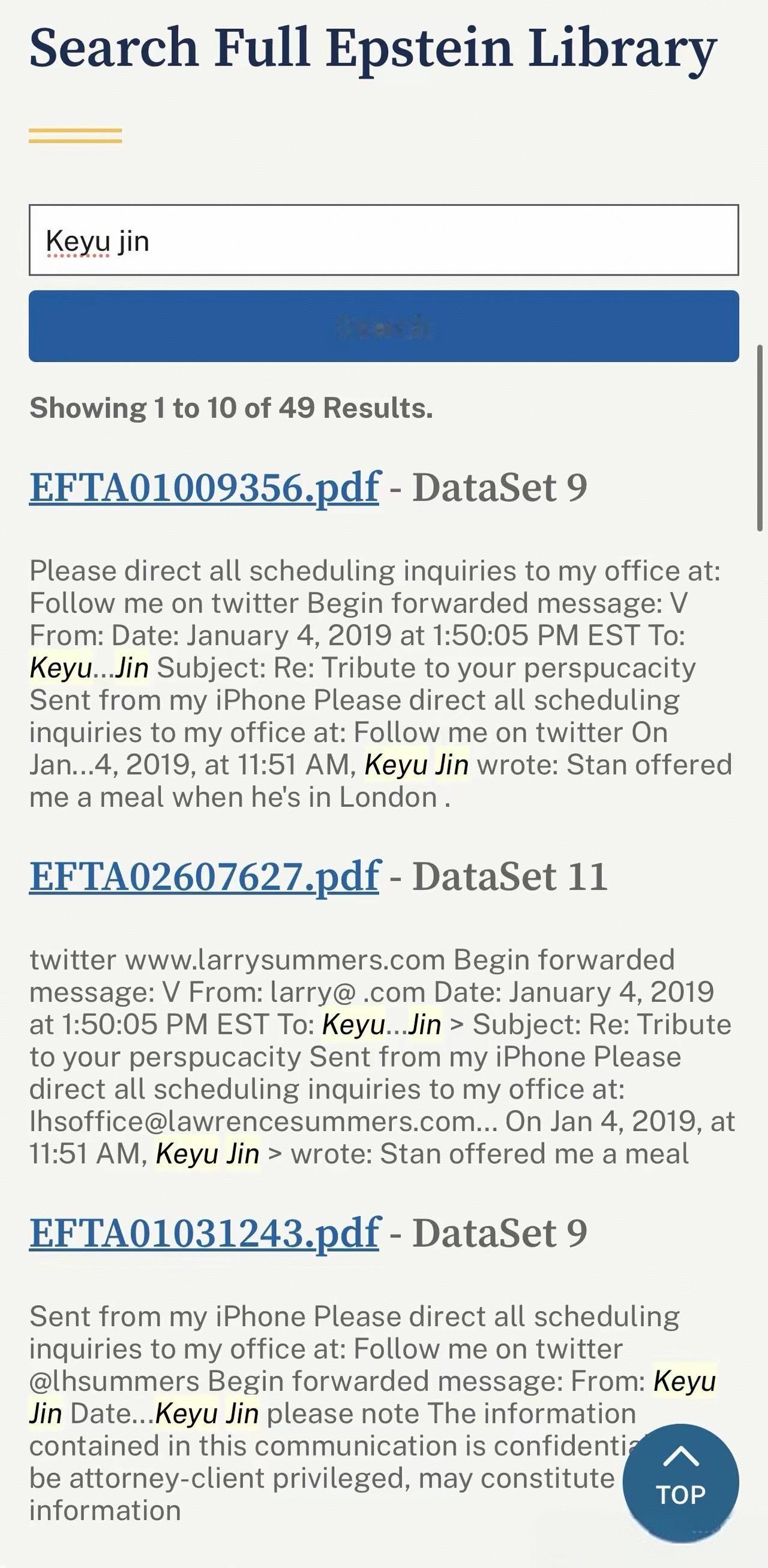 爱泼斯坦解密文档越来越多，资料涉及欧美各高层、精英人士。
这里面有49条与金刻羽