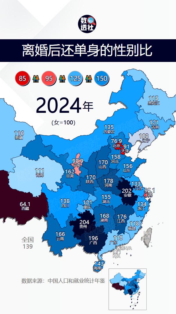 离婚后女的更容易再婚？全国各省离婚后还单身的男女性别比