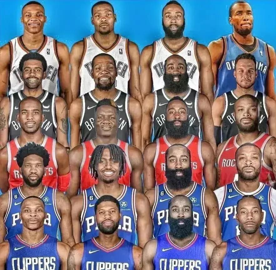 哈登这个球员，无论给他配置什么样的队友，都是无法夺冠的。以下五套阵容充分验证了他