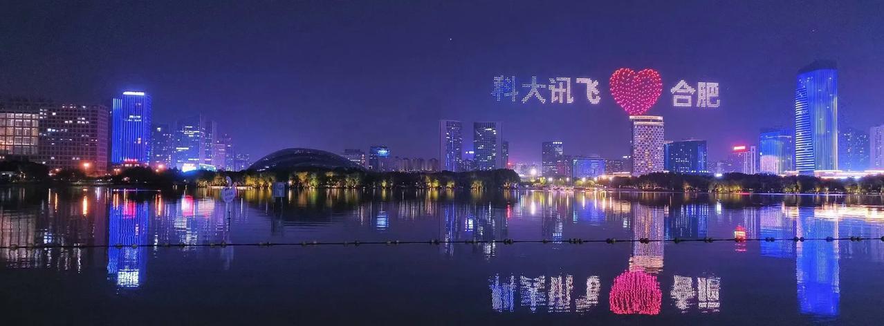 今晚合肥的天鹅湖进行了无人机表演
人山人海，很多人去看表演
最让我惊讶的是一向扣