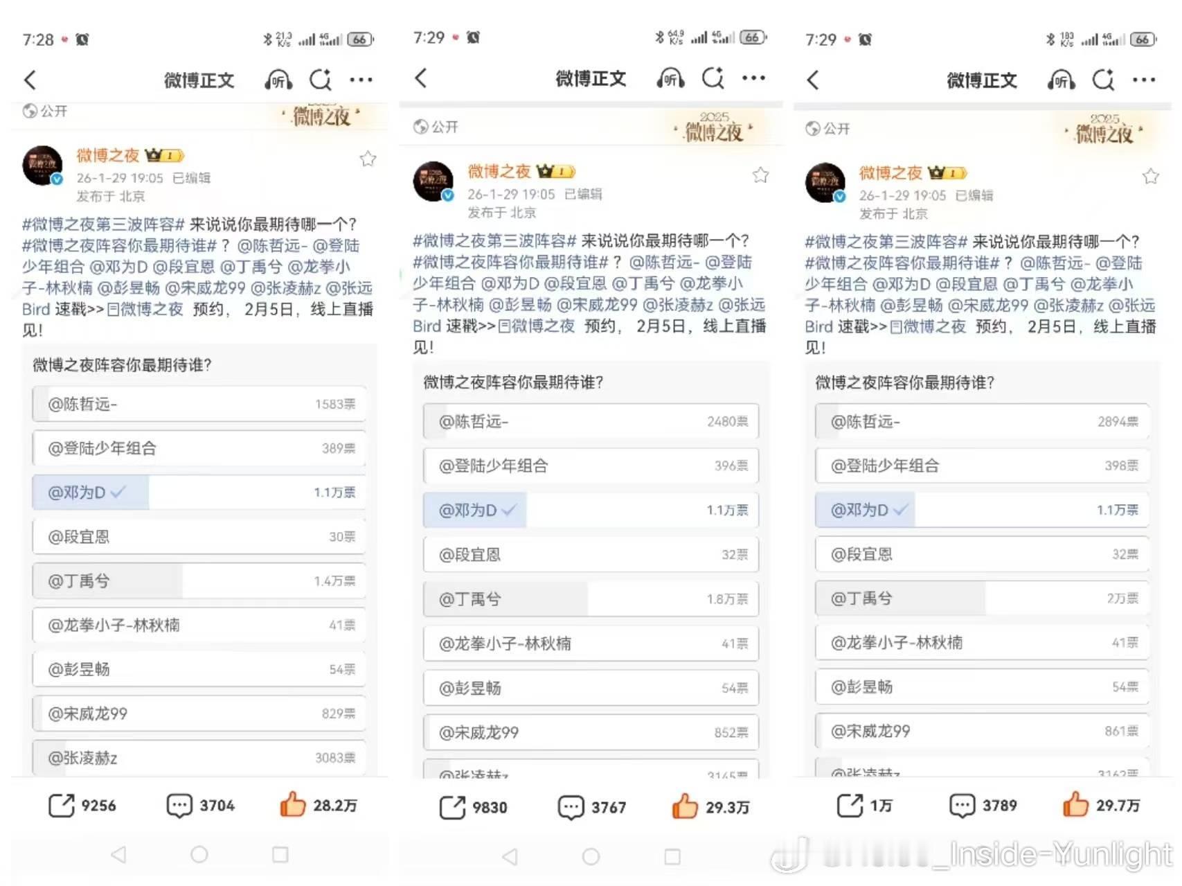 微博之夜官宣邓为和丁禹兮那条，两家粉丝都在空瓶，而且都对对方sj有争议