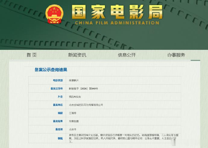 捕风追影2备案陈嘉上新片备案 29日，国家电影局发布2026年6月下全国电影剧本