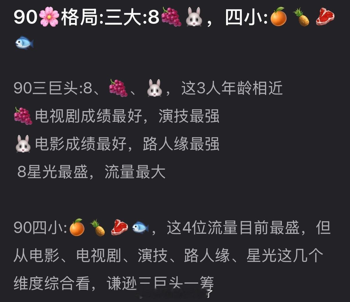 内娱90三巨头四小🌹盘点🈶，大家认同吗？ 