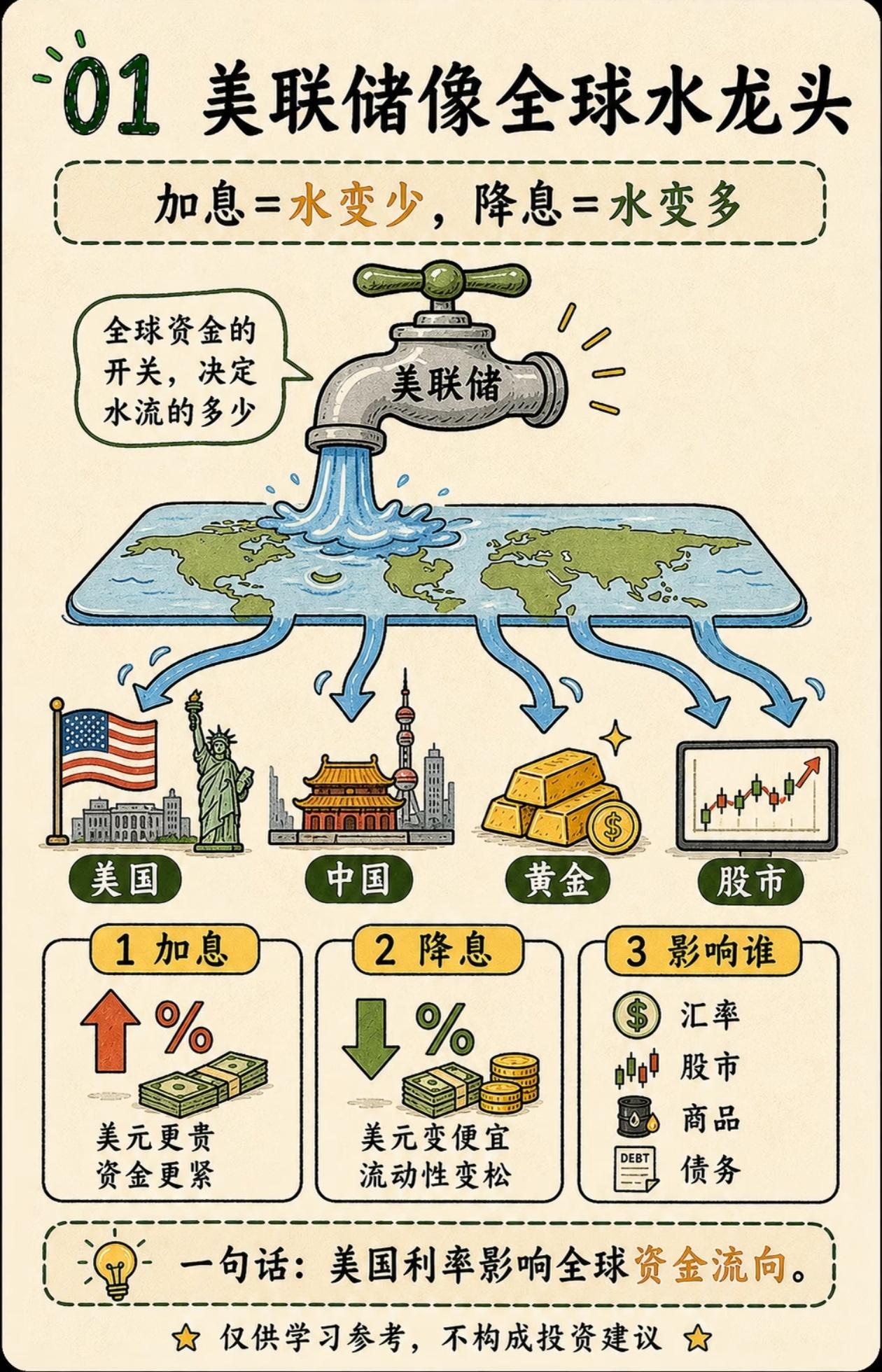 看懂美联储利率，才算读懂股市、黄金涨跌底层逻辑
 
很多人看不懂金价、A股、汇率