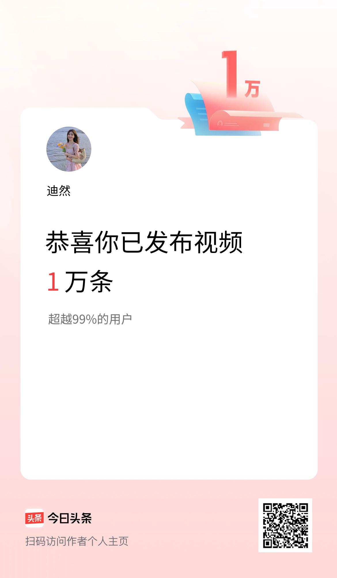 我在头条累计视频投稿1万个