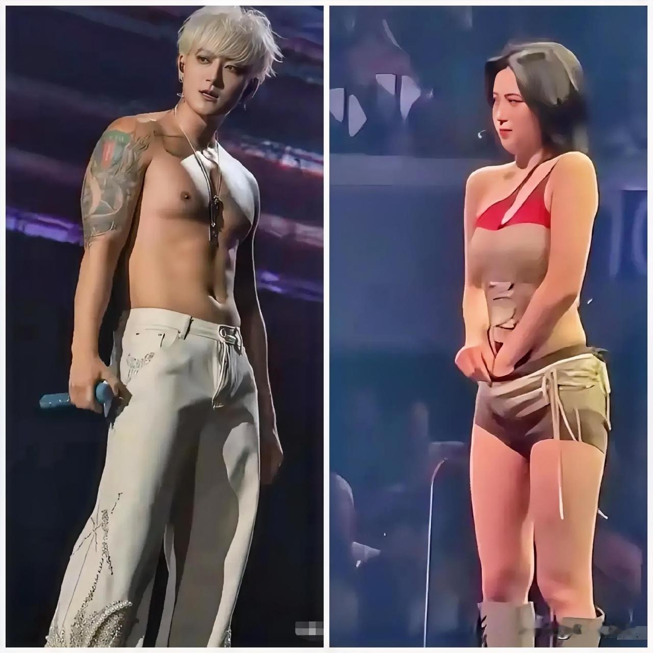 黄子韬在演唱会上脱衣狂秀身材，但他的裤子拉链没拉，一直露着敞开的拉链唱完了整首歌
