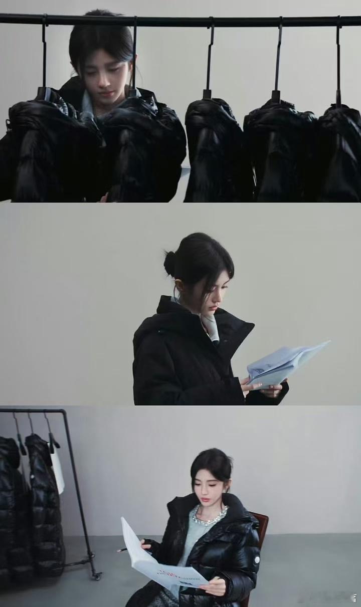 #鞠婧祎黑色鹅绒服#  鞠婧祎黑色鹅绒服简直就是把我都给种草了呀，这个冬天必须安
