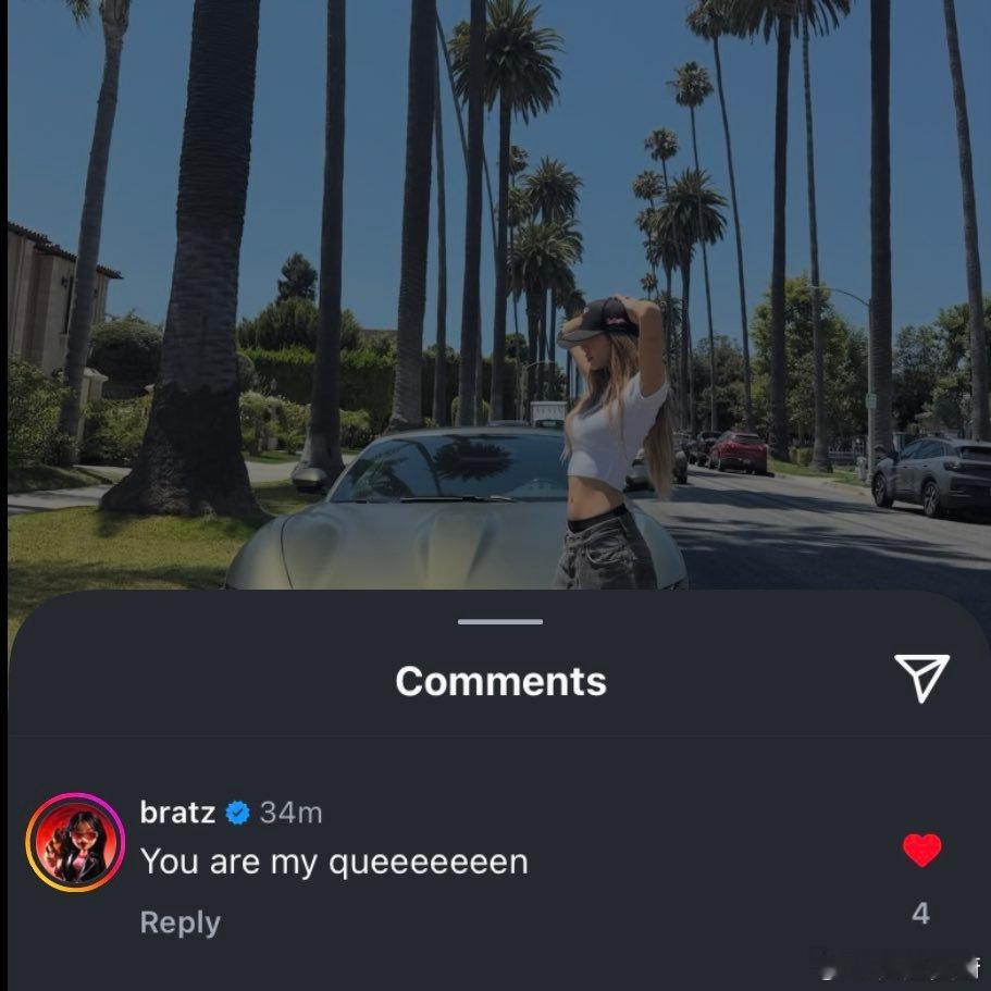 bratz关注了Lisa并且评论了她最新发布的IG帖子📱“You are my