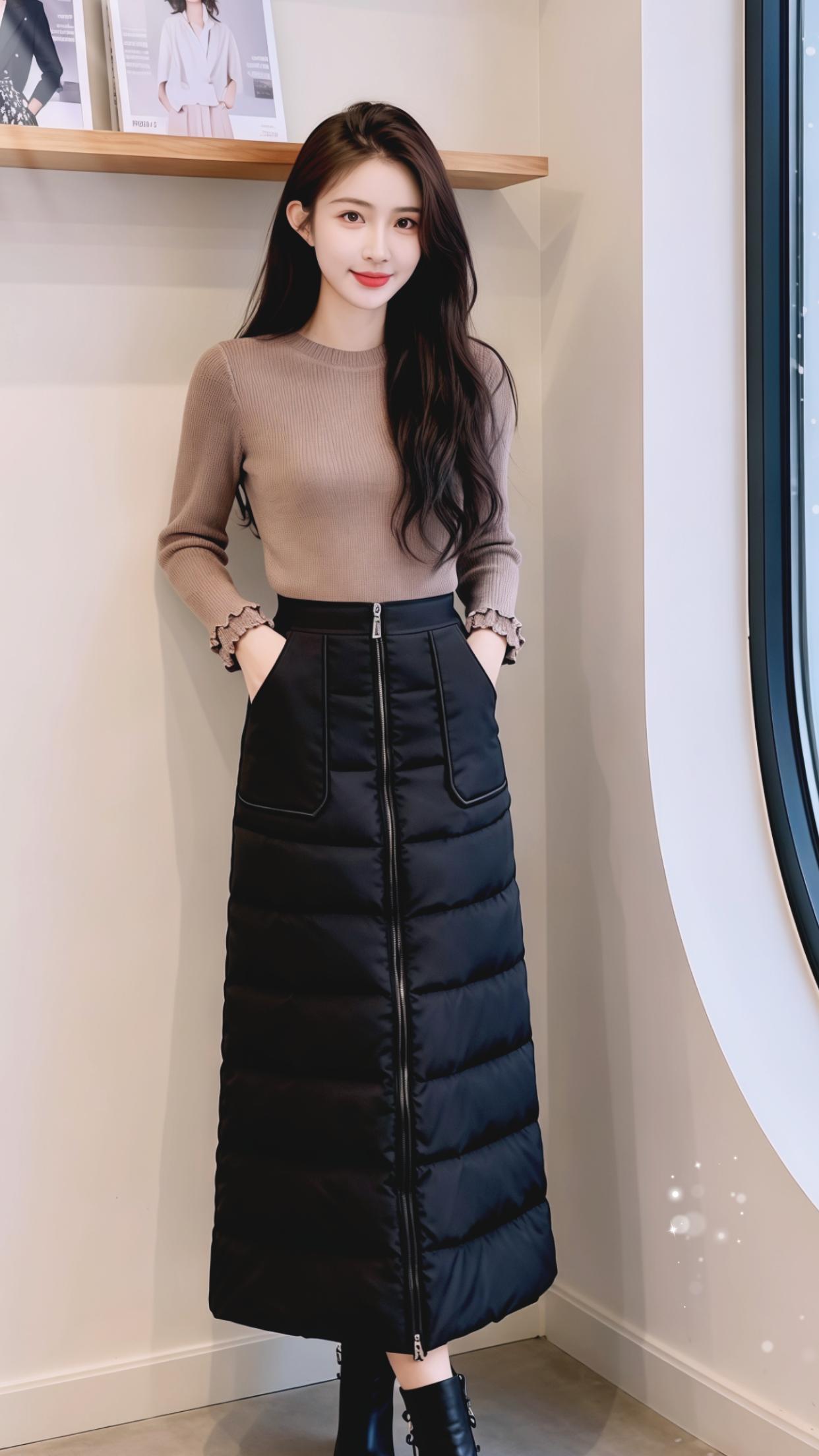 穿搭 时尚 保暖又好看 半身裙 一片式