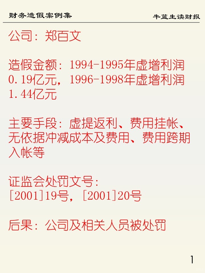 财务造假案例集 | 84 郑百文