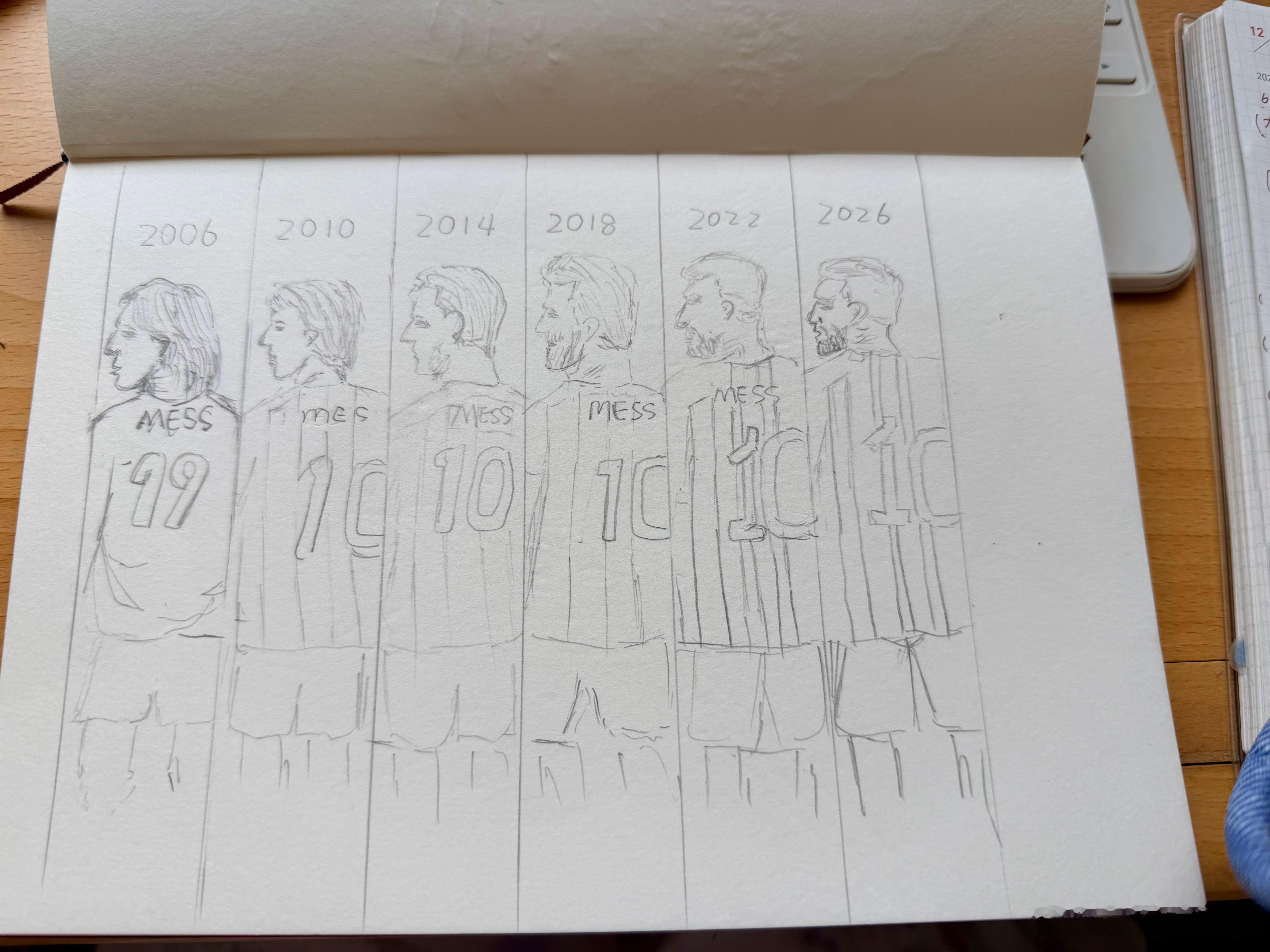 20年啦，见证梅西奇迹的20年看比赛随手画画希望给我心里的球王加油！跨次元追世界