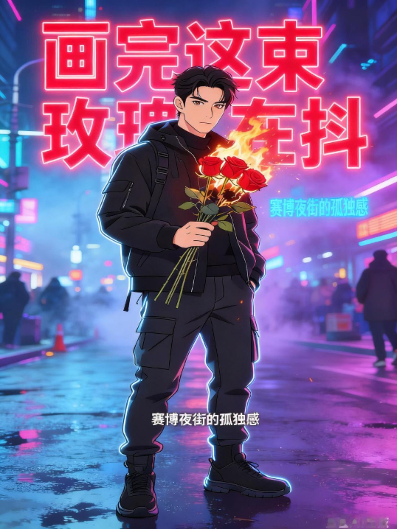 AI赛博风动漫燃玫瑰 抖音ai创作全新升级